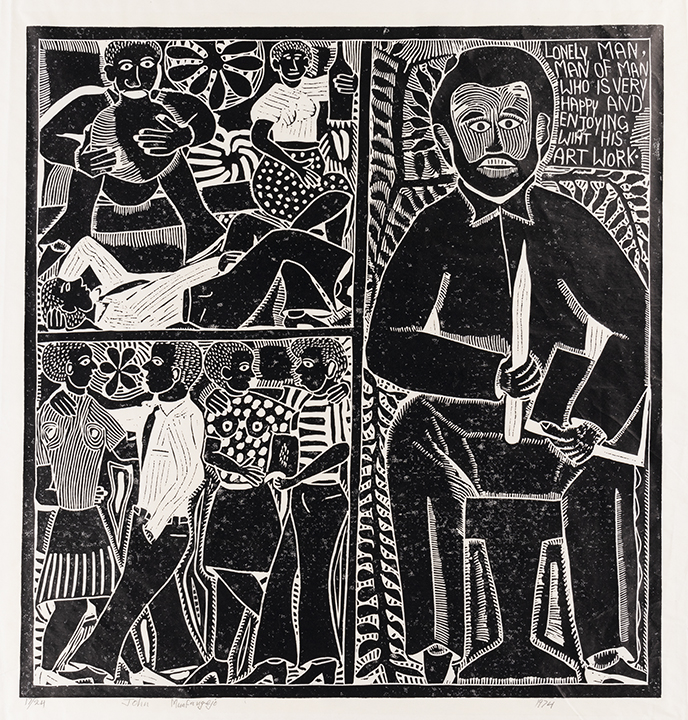 Linocut print by John Muafangejo